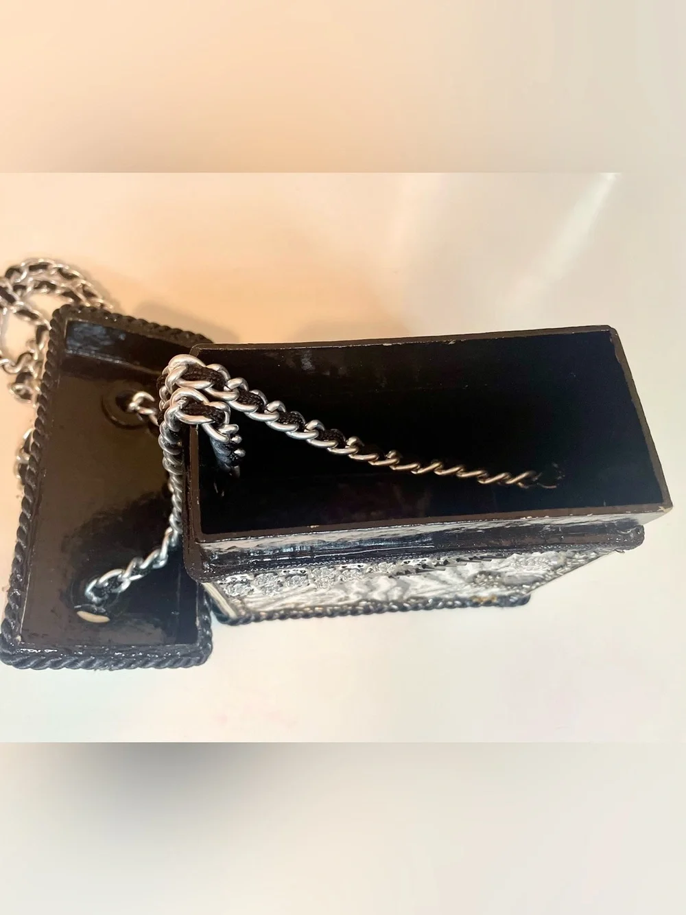 Mary Frances Handcrafted Black & White Zebra Purse